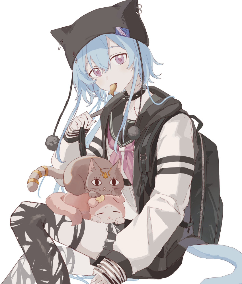 <o>_<o>, 1boy, alternate_costume, animal_ears, animalization, arknights, backpack, bag