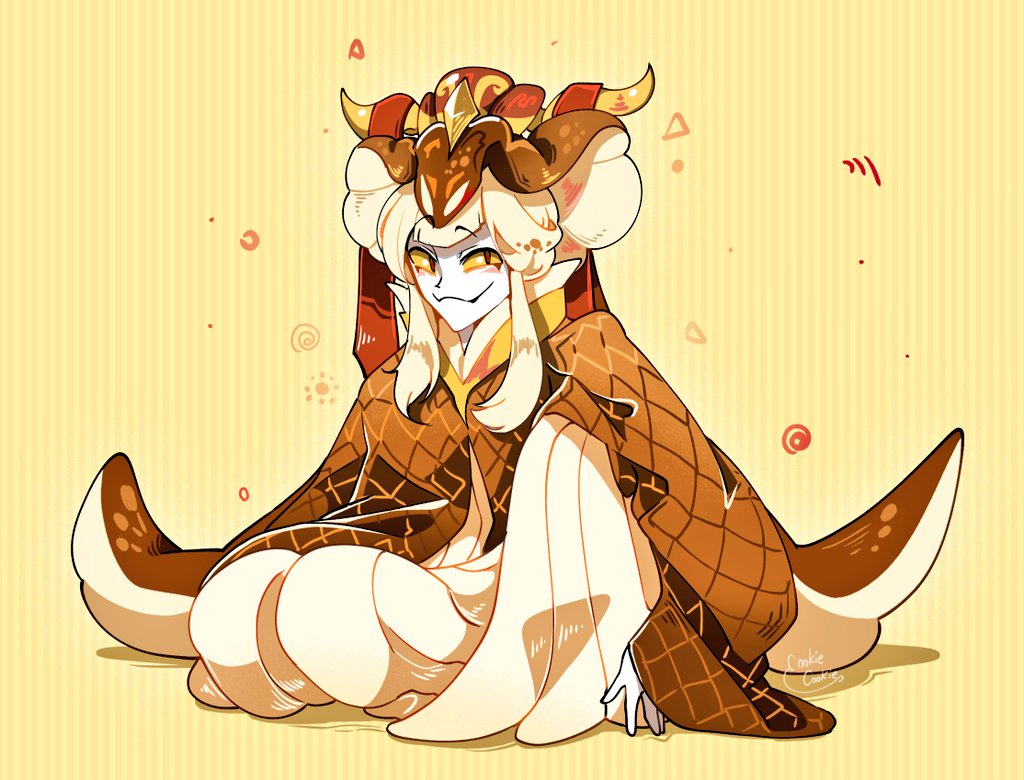 1other, androgynous, chinese_clothes, cookie, cookie_run, cookie_run:_ovenbreak, cookiecookie, food, long_hair, looking_at_viewer, sleeves_past_wrists, slit_pupils, snake_fruit_cookie, solo, very_long_hair, white_hair