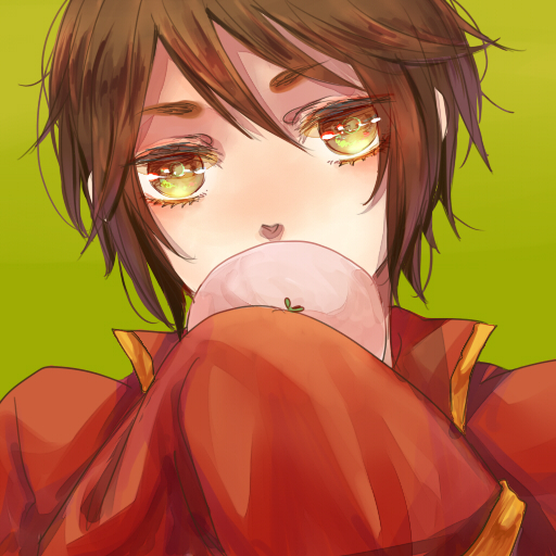 aimu, axis_powers_hetalia, brown_hair, covering_mouth, face, food, hachi_(aimu), hong_kong_(hetalia)