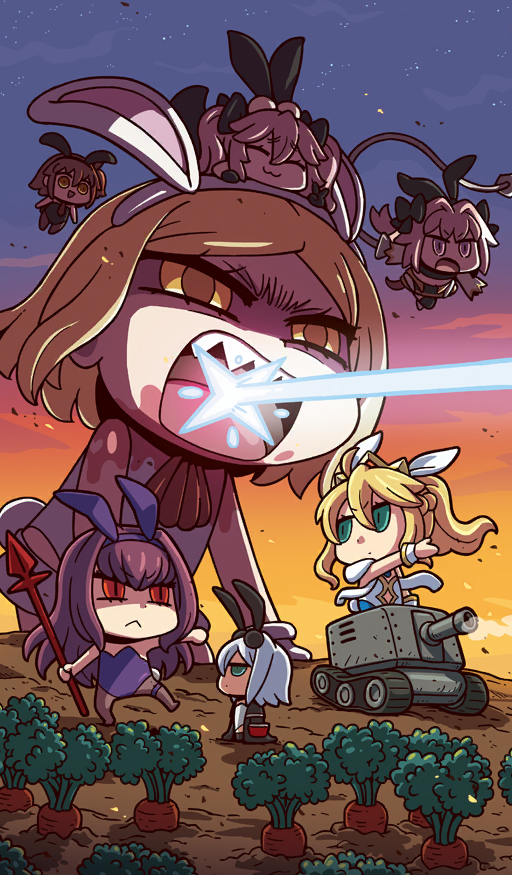1boy, 6+girls, :<, :3, :d, ahoge, all_fours, ambiguous_pink_liquid