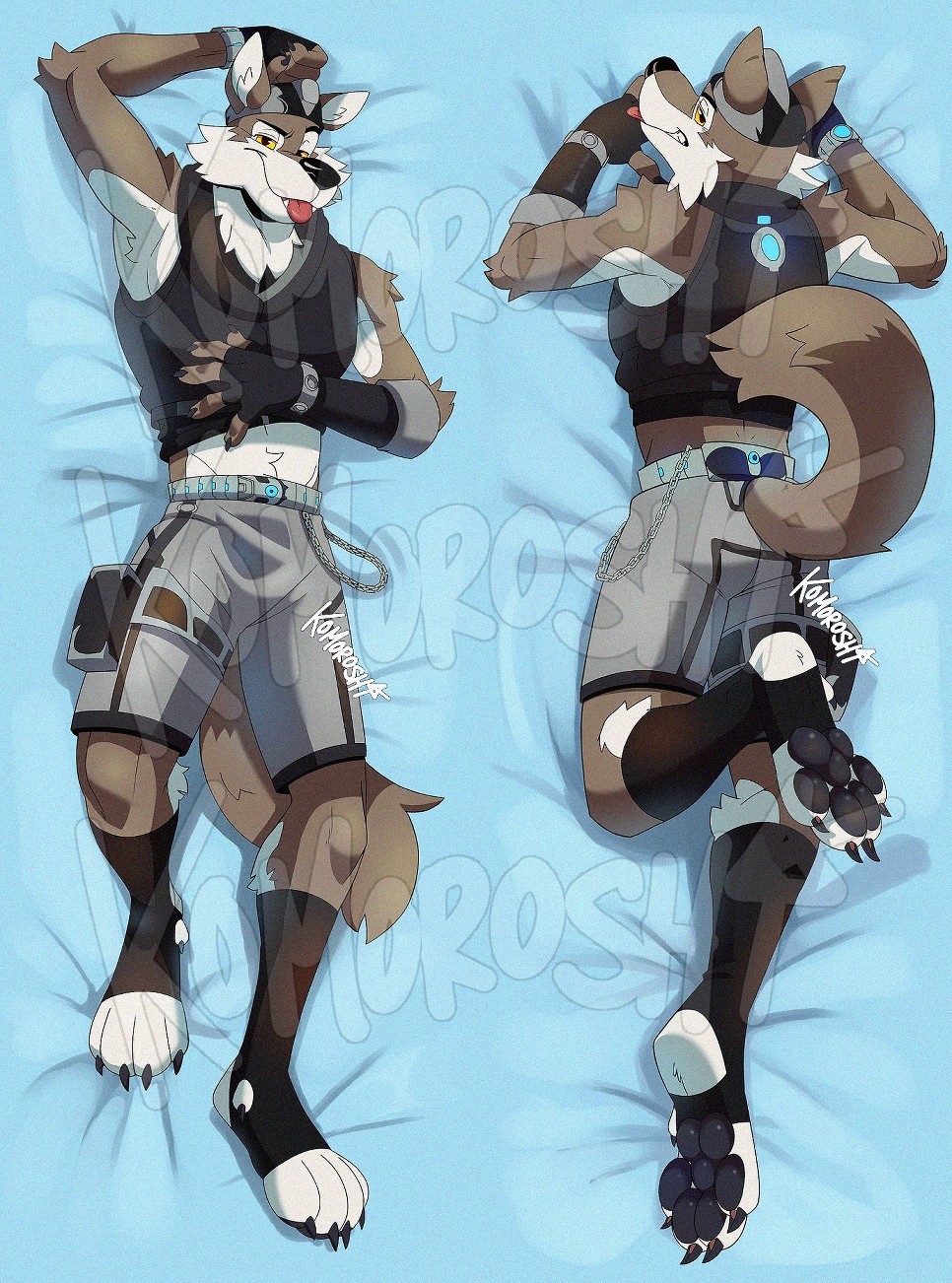 1boy, animal_ears, artist_name, black_gloves, black_shirt, claws, closed_mouth, colored_sclera