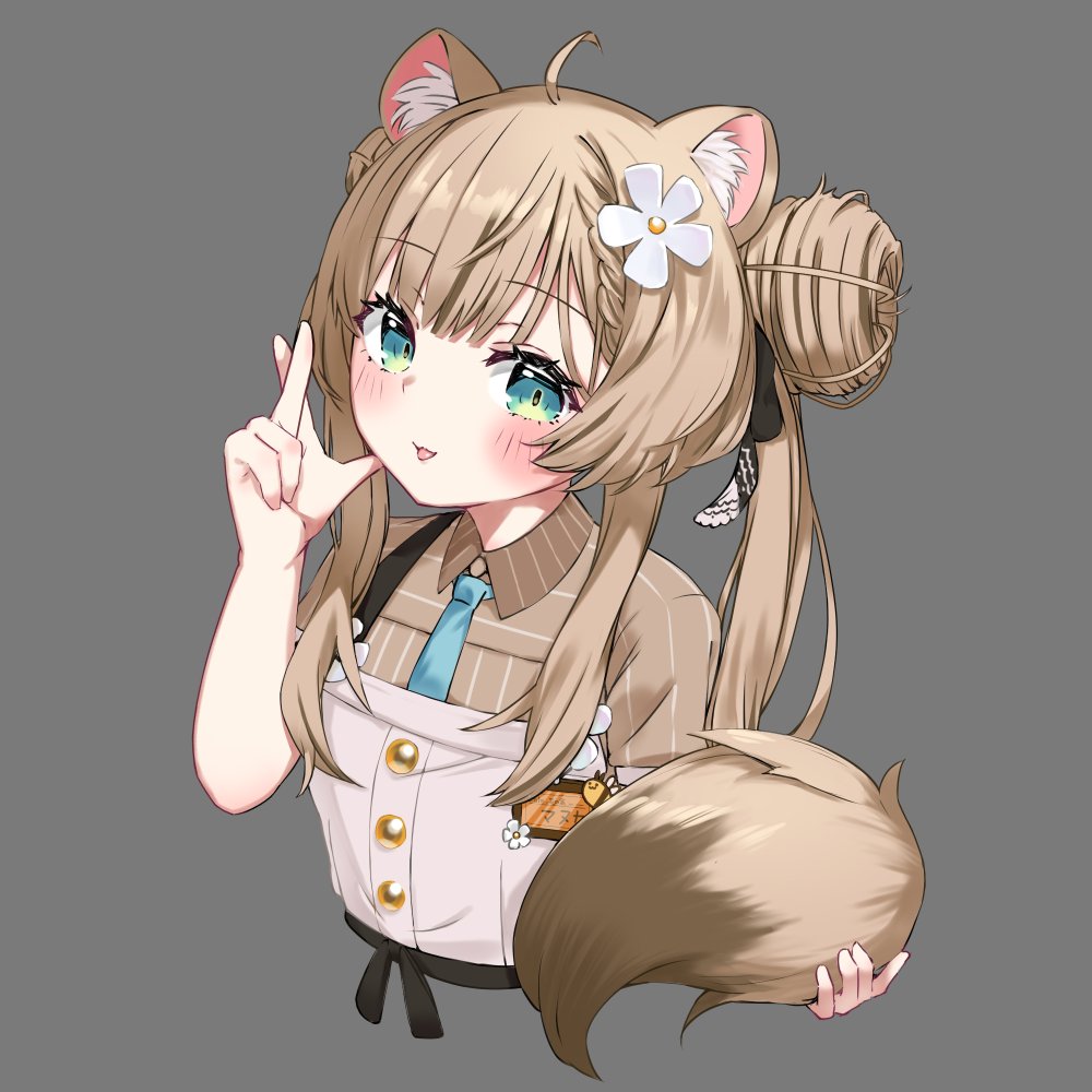 1girl, :3, :d, ahoge, animal_ear_fluff, animal_ears, apron, aqua_eyes