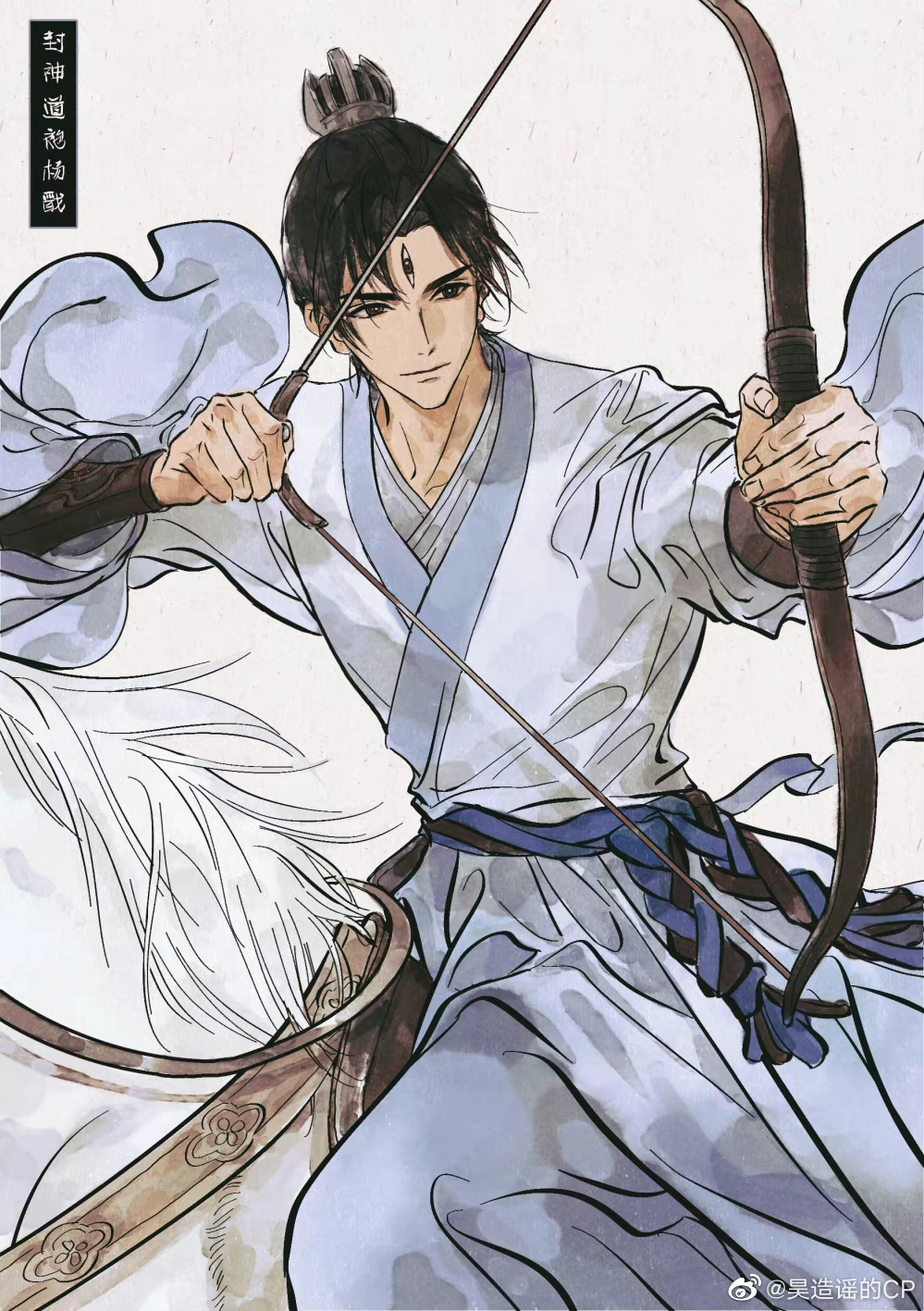 1boy, aiming, archery, arrow_(projectile), bishounen, black_eyes, black_hair, bow_(weapon)