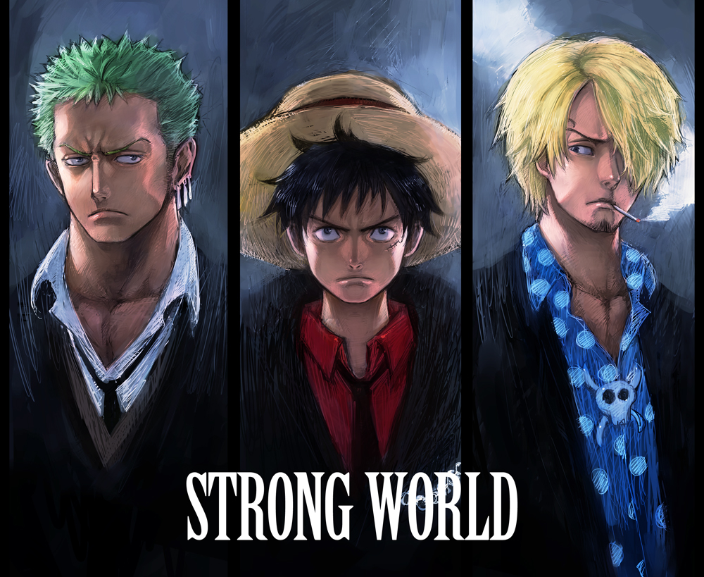 angry, black_eyes, black_hair, blonde_hair, bolo_tie, boyaking, cigarette, earrings
