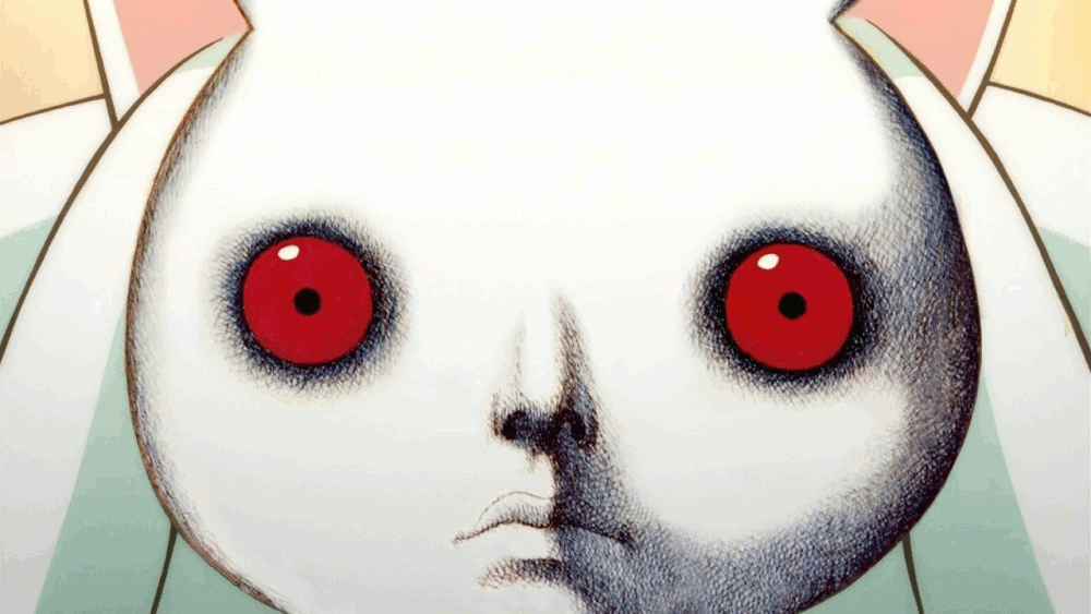 animated_gif, creepy, face, fine_art_parody, gif, kyubey, kyuubee, la_planete_sauvage