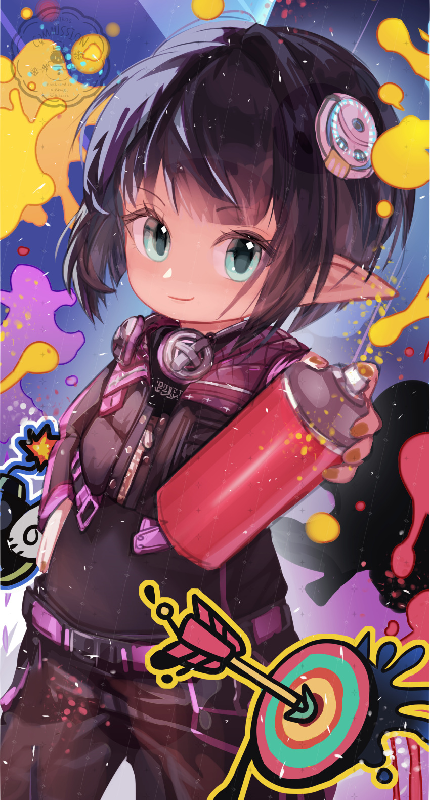 1girl, absurdres, aqua_eyes, black_hair, black_pants, black_shirt, cropped_jacket, final_fantasy