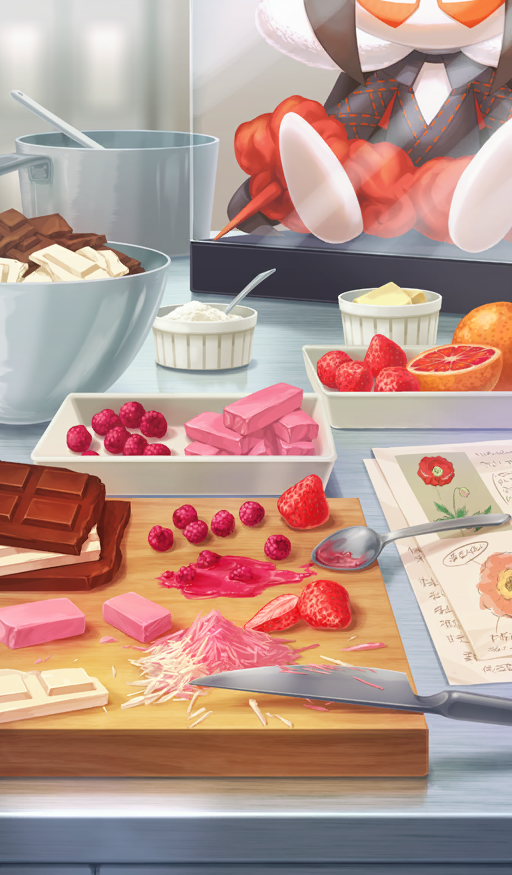 baking, cake, candy, character_doll, chocolate, chocolate_bar, commentary, cooking_pot