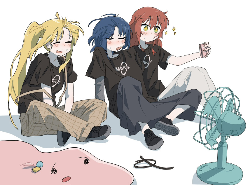 blob, bocchi_the_rock!, cable_tie, cube_hair_ornament, electric_fan, gotoh_hitori, hair_ornament, highres