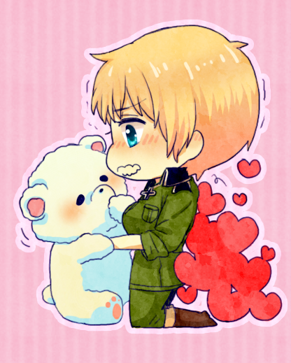 animal, axis_powers_hetalia, bear, blonde_hair, blue_eyes, blush, boots, chibi
