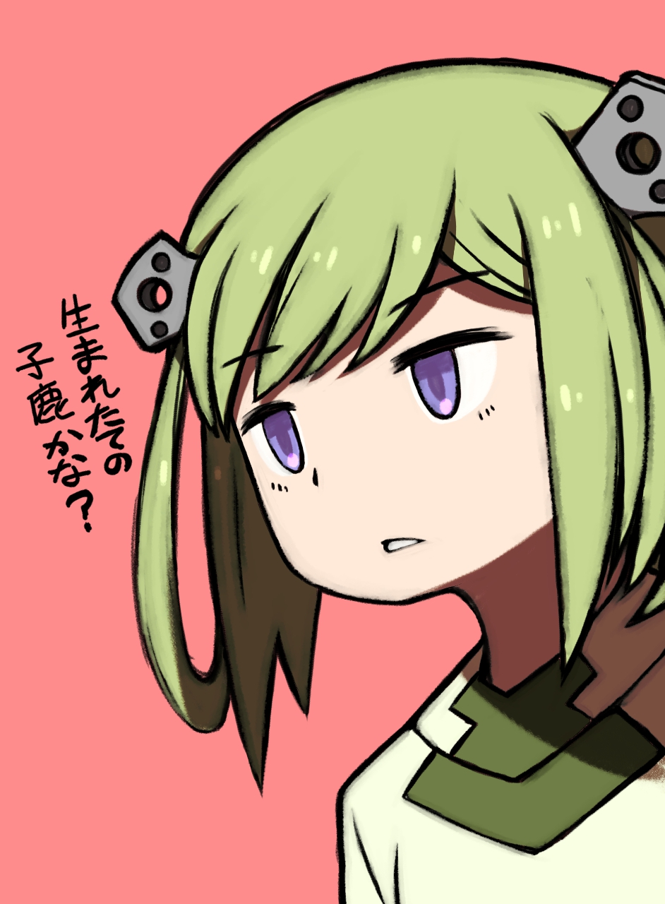 1girl, beeru_(veil8801), blue_eyes, bocchi_hakase_to_robot_shoujo_no_zetsubou-teki_utopia, green_hair, hair_ornament, hair_rings, highres