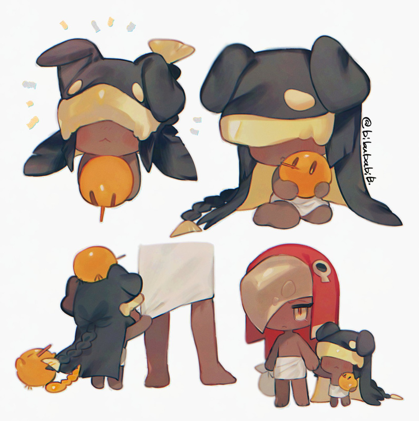 2boys, bibubabib, black_hair, burnt_cheese_cookie, child, cookie_run, dark-skinned_male, dark_skin