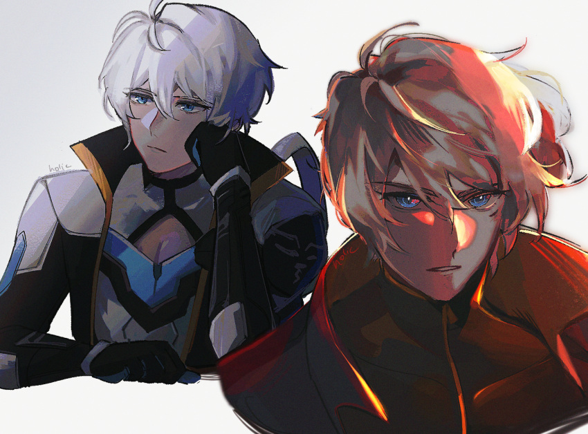 1boy, birdsofpasssage, black_gloves, black_jacket, blue_eyes, chinese_commentary, closed_mouth, commentary_request