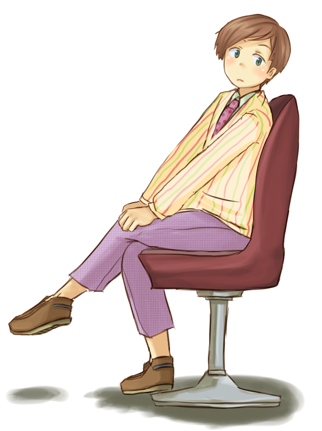 blue_eyes, brown_hair, chair, crossed_legs, formal, glee, kurt_hummel, legs_crossed, male, necktie, no_socks, sitting, solo, suit, vertical_stripes, yazuru