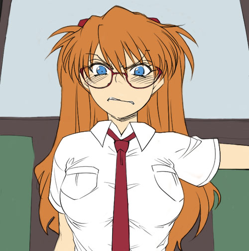 angry, bespectacled, blue_eyes, breasts, colored, glasses, hairu, long_hair