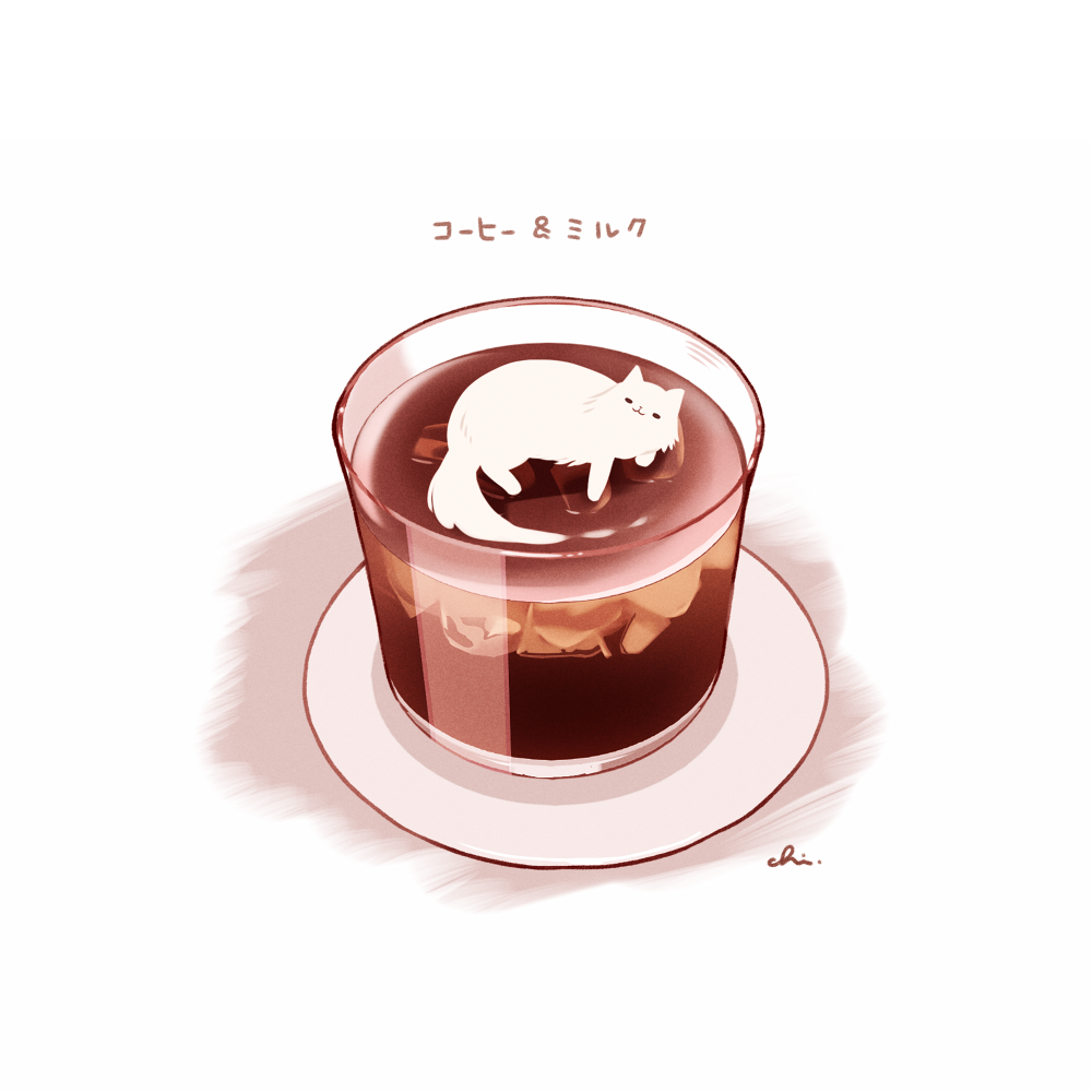animal_focus, cat, cats_are_liquid_(meme), chai_(drawingchisanne), coffee, cup, dessert, food