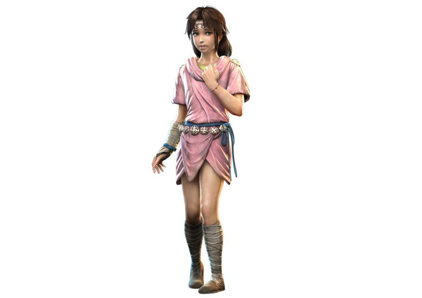 1girl, brown_eyes, brown_hair, headband, hokuto_musou, hokuto_no_ken, long_hair, lynn, parted_lips, simple_background, skirt, solo, white_background