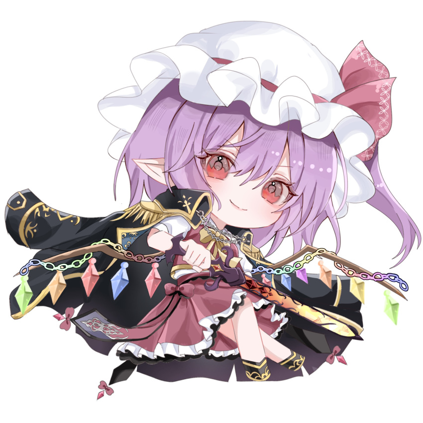 1girl, adapted_costume, alternate_hair_color, blush, bow, bowtie, chibi, chibi_only