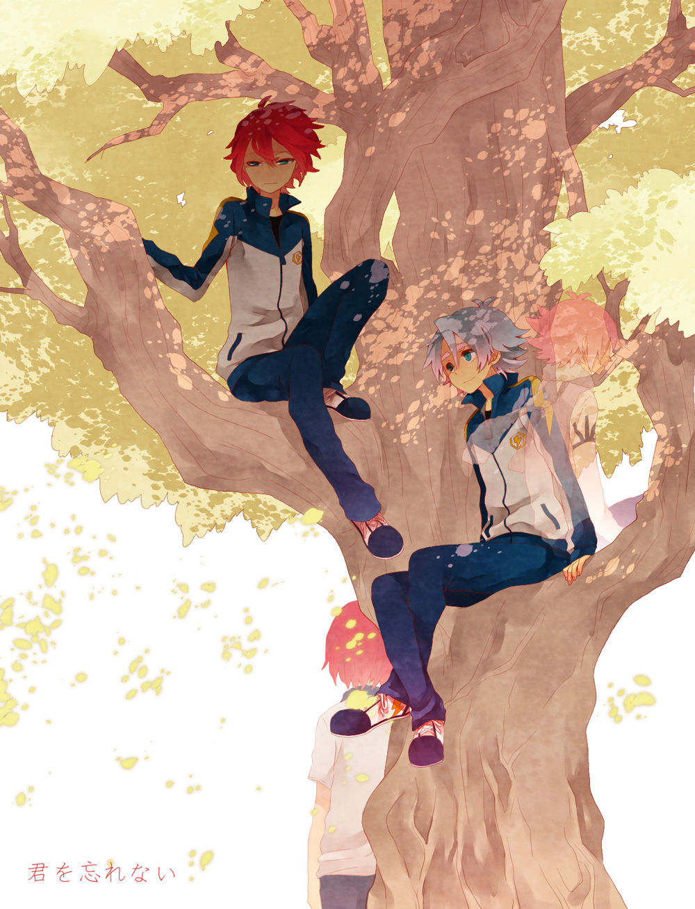 ahoge, fubuki_atsuya, fubuki_shirou, ghost, highres, in_tree, inazuma_eleven, inazuma_eleven_(series)