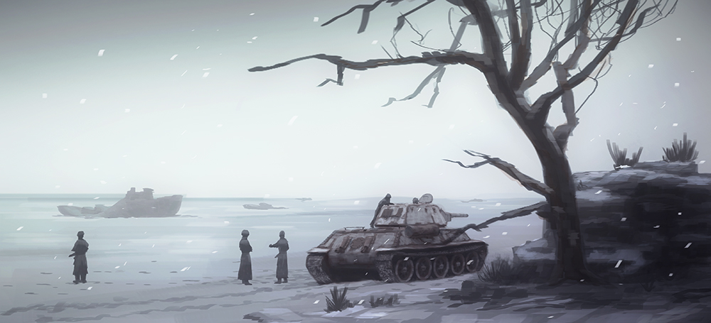 3boys, bare_tree, day, dead_plants, grass, hill, lhlclllx97, military_vehicle