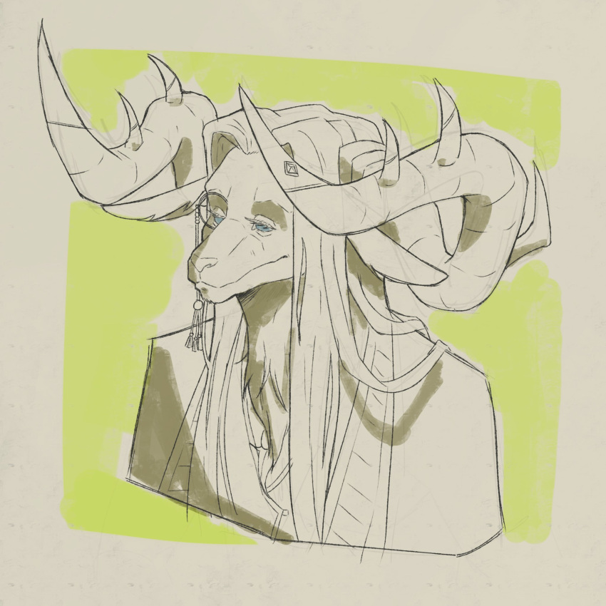 1boy, animal_ears, closed_mouth, commentary_request, dislyte, furry, furry_male, goat_ears