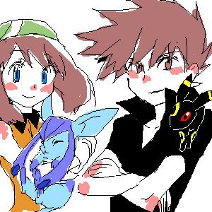 brunettshipping, glaceon, haruka_(pokemon), pokemon, pokemon_(anime), shigeharu, shigeru_(pokemon), umbreon