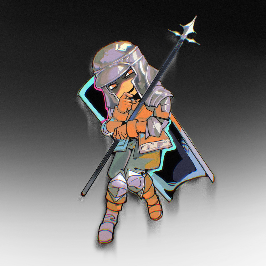 1boy, arm_up, armor, boots, commentary, dark_souls_(series), dark_souls_ii, english_commentary
