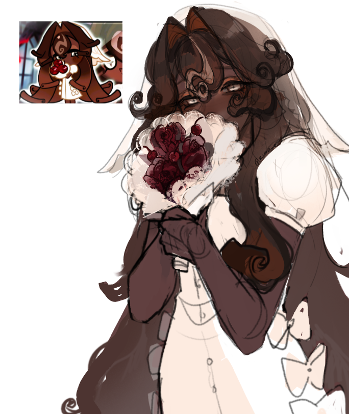 1girl, black_forest_cookie, cherry, commentary_request, cookie_run, cookie_run:_kingdom, dark-skinned_female, dark_skin