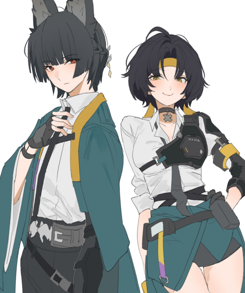 1boy, 1girl, animal_ears, asaba_harumasa, black_choker, black_gloves, black_hair, breasts