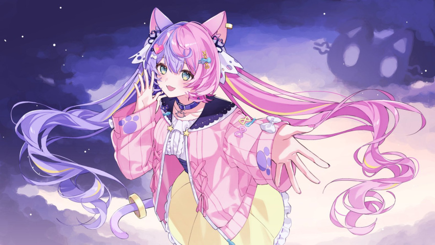 1girl, animal_ear_piercing, animal_ears, blonde_hair, blue_eyes, blush, bow, cococall