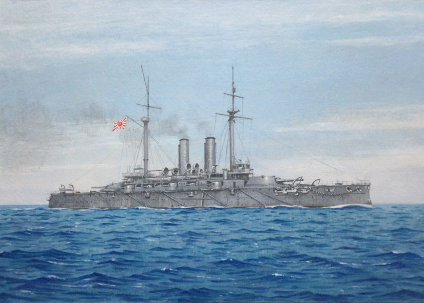 atelier_bono, battleship, cannon, commentary_request, fuji_(battleship), highres, imperial_japanese_navy, mast