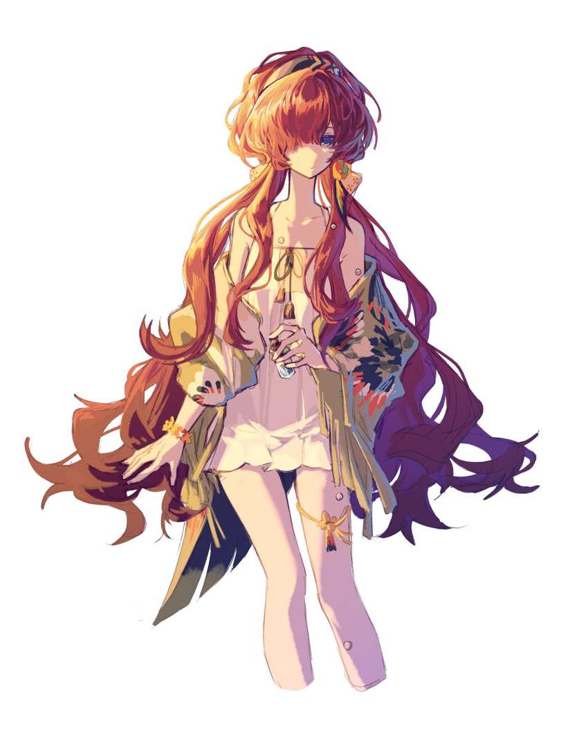 1girl, bare_shoulders, blue_eyes, bow, capelet, cropped_legs, dress, feet_out_of_frame