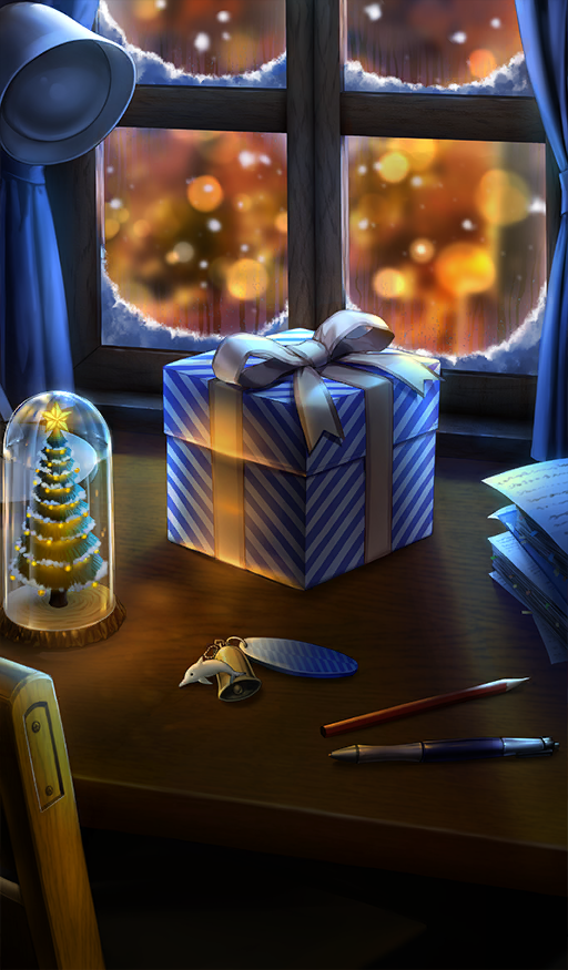 bell, box, charm_(object), christmas, christmas_tree, commentary_request, curtains, fate/grand_order