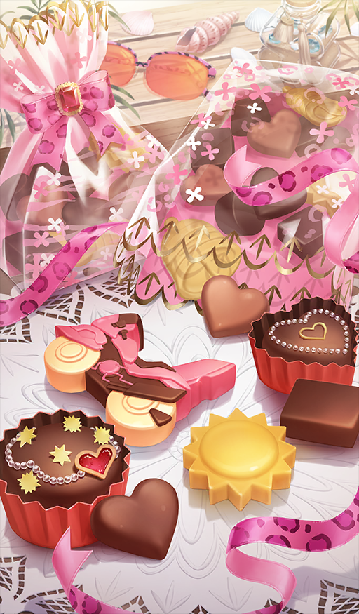 animal_print, bag, bow, candy, chocolate, chocolate_river_no_sono_saki_ni, commentary_request, cupcake