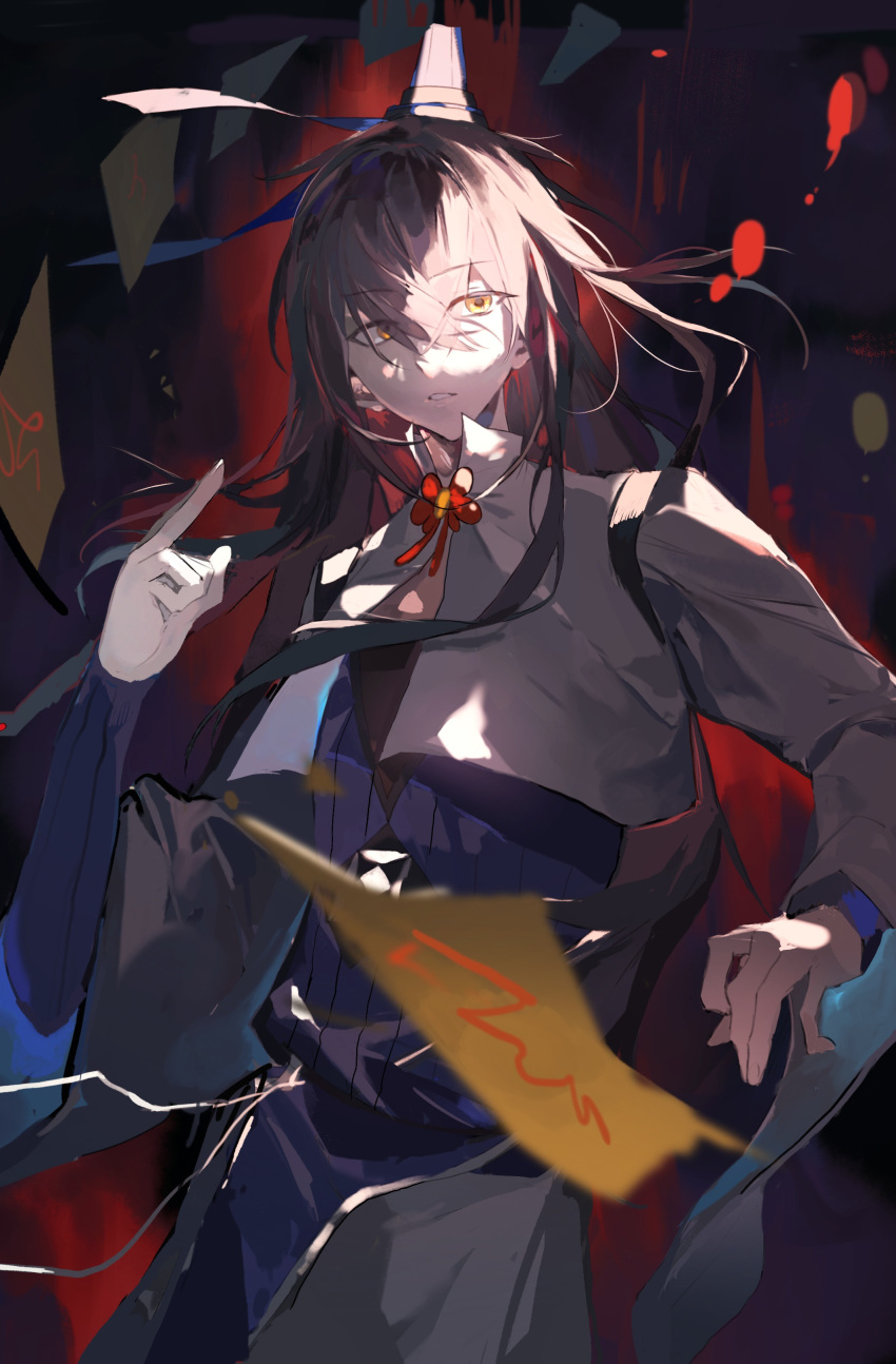 1boy, absurdres, black_hair, blue_shirt, chinese_clothes, chinese_commentary, commentary_request, dong_fang_xian_yun