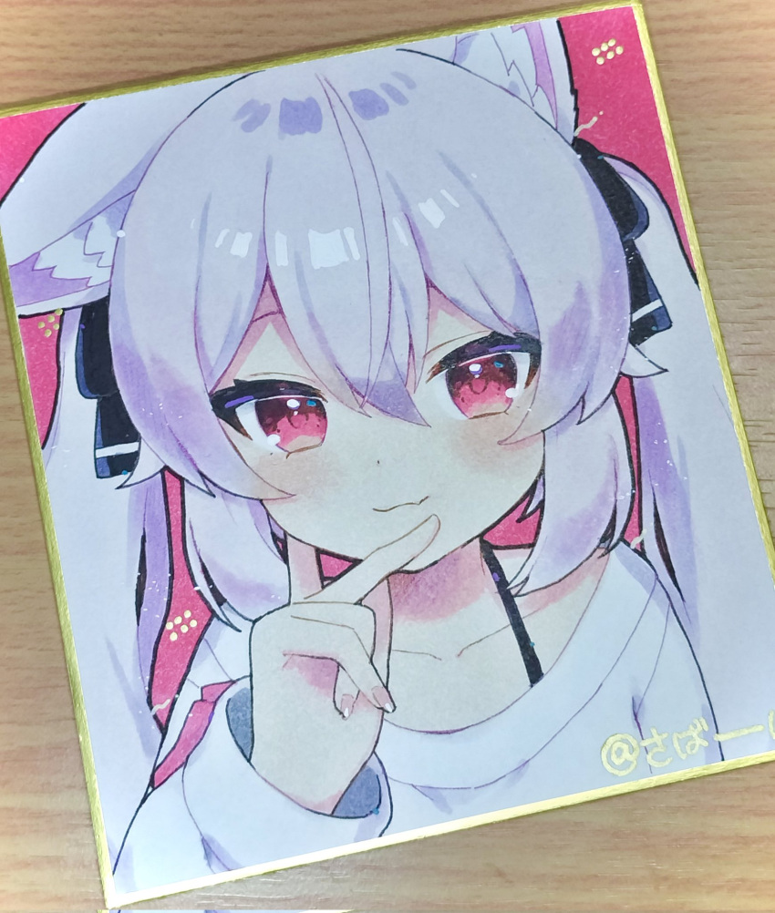 1girl, :3, akikan_sabako, animal_ear_fluff, animal_ears, black_bow, black_ribbon, blush