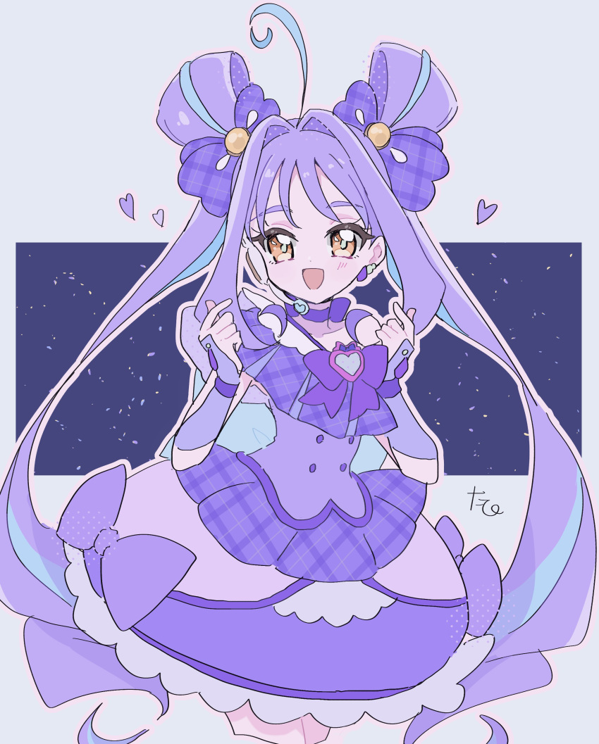 1girl, absurdres, ahoge, blue_hair, blue_pupils, bow, bow_skirt, bowtie