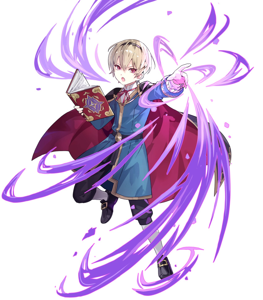 1boy, aged_down, black_cape, blonde_hair, book, brown_eyes, cape, fire_emblem