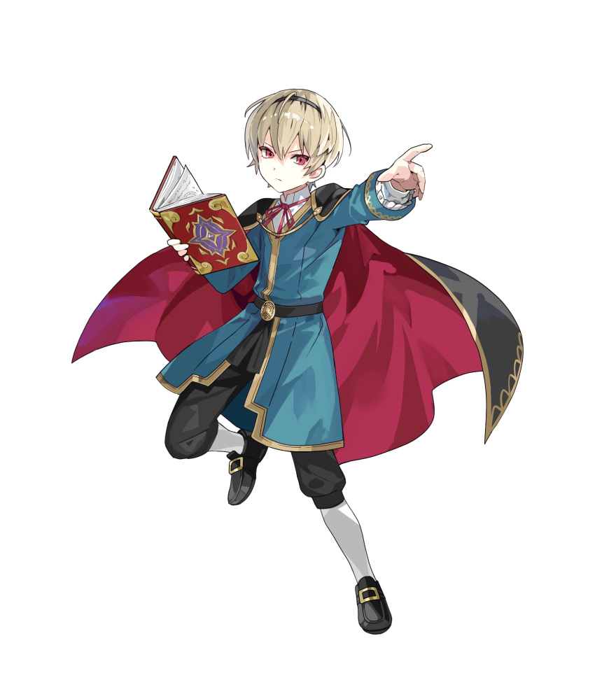 1boy, aged_down, black_cape, blonde_hair, book, brown_eyes, cape, fire_emblem