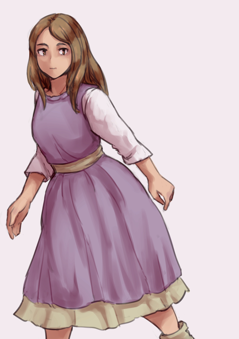 1girl, brown_eyes, brown_hair, closed_mouth, dress, final_fantasy, final_fantasy_tactics, hanemikakko