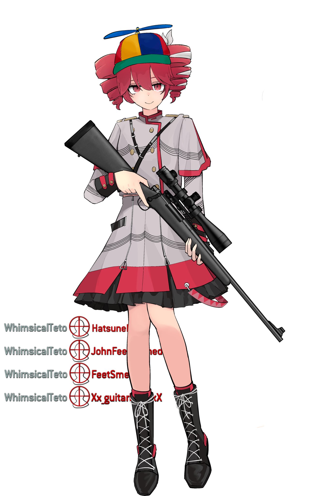 1girl, amoncheeto, animal_ears, black_boots, boots, closed_mouth, drill_hair, gloves