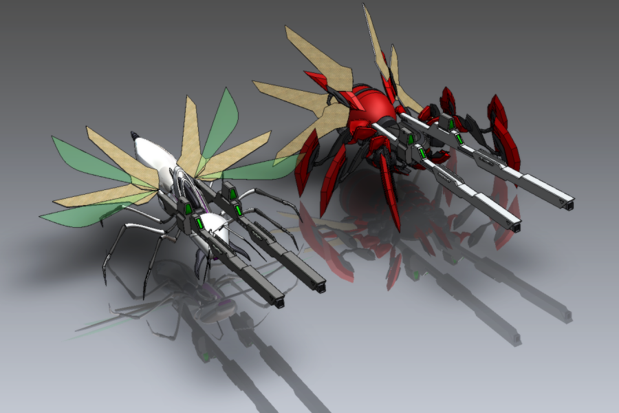 3d, after_war_gundam_x, ant, cannon, gundam, mecha, nidaime_muramasa, nisei_muramasa