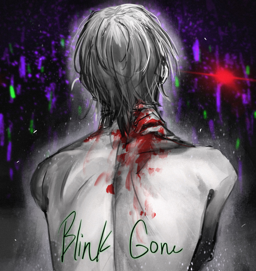 1boy, absurdres, alien_stage, audience, back, blood, blood_on_back, blood_on_hands
