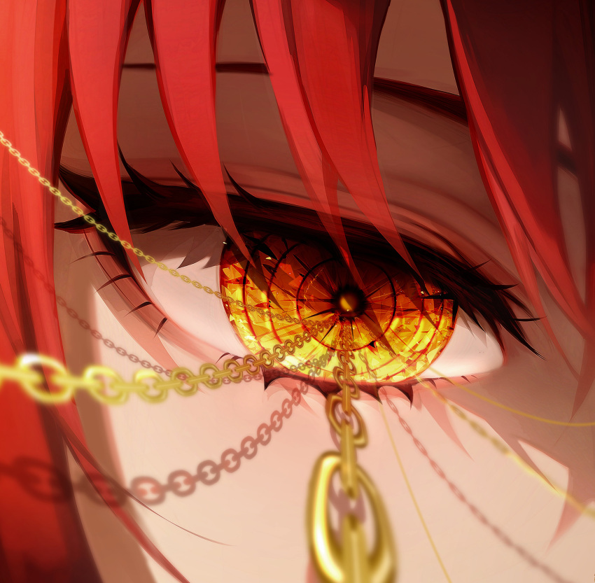 1girl, 58_(opal_00_58), absurdres, chain, chainsaw_man, close-up, closed_eyes, eye_focus