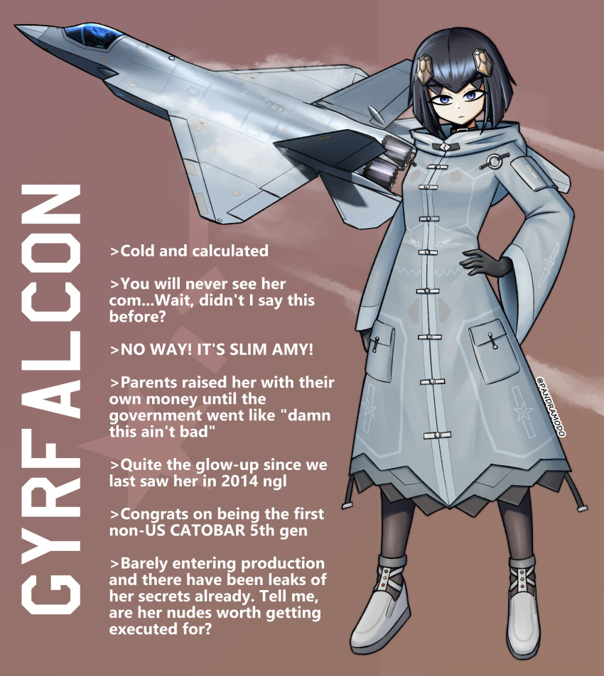 1girl, absurdres, aircraft, airplane, blue_eyes, breasts, chengdu_j-36, coat