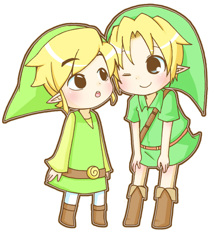 2boys, black_eyes, blonde_hair, hat, link, lip_(coco), lowres, multiple_boys