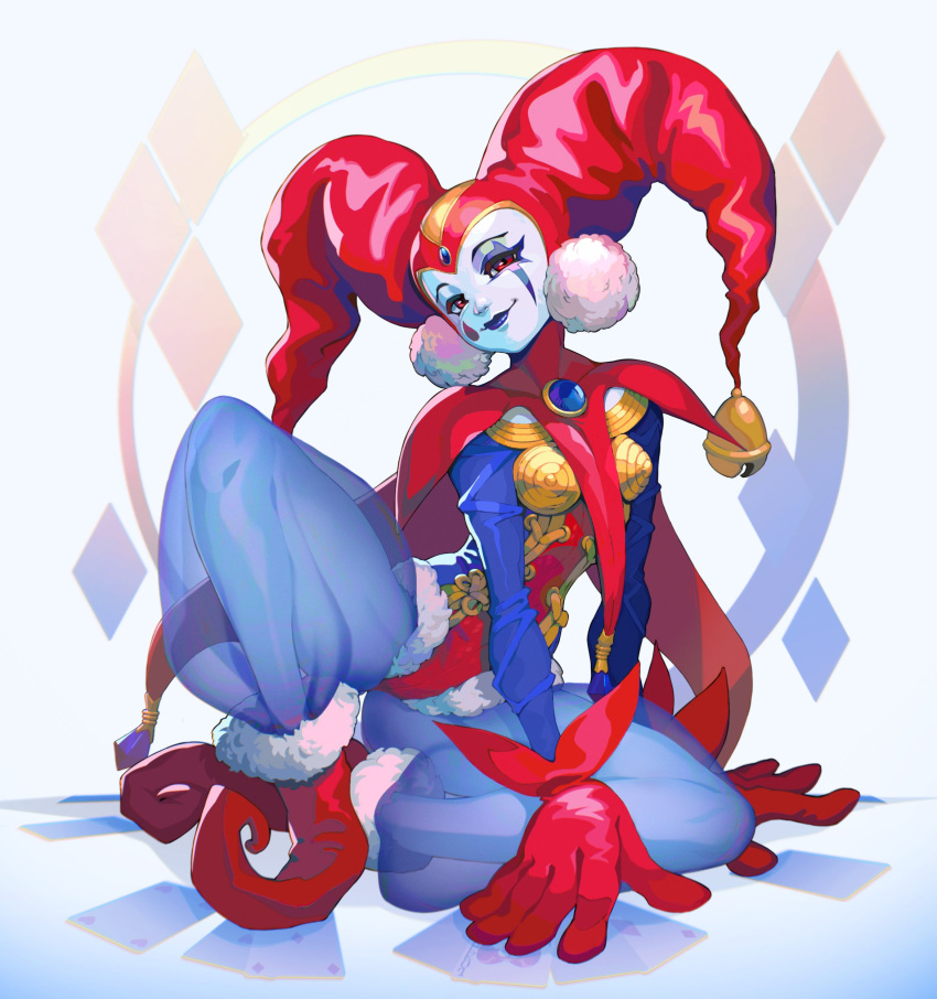 1girl, absurdres, card, chrono_cross, estyy, gloves, harem_pants, harle_(chrono_cross)