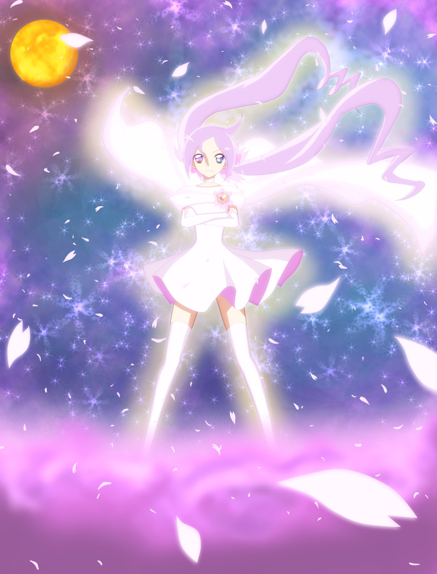 blue_eyes, cape, crossed_arms, dress, elbow_gloves, gloves, heartcatch_precure!, heterochromia
