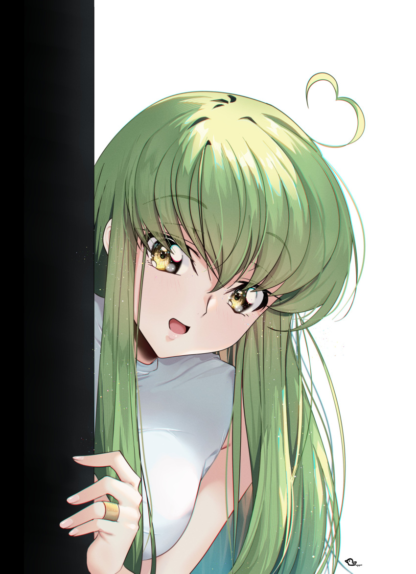 1girl, absurdres, ahoge, breasts, budgiepon, c.c., c.c._day, code_geass