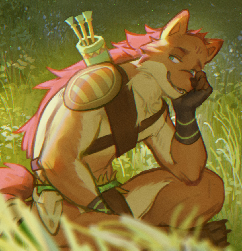 1boy, absurdres, afk_(series), afk_journey, english_commentary, fingerless_gloves, furry, furry_male