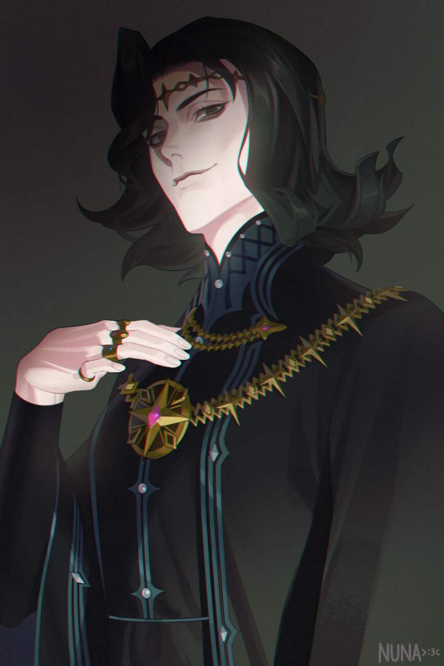 1boy, afk_(series), afk_journey, artist_name, bags_under_eyes, black_eyes, black_hair, black_robe